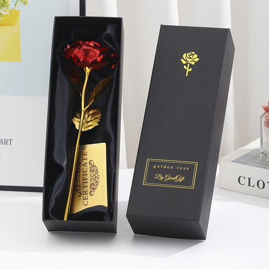 Golden Foil Rose Gift Box Set – Elegant Faux Rose Keepsake for Mother’s Day, Birthdays, Parties & Romantic Gifts
