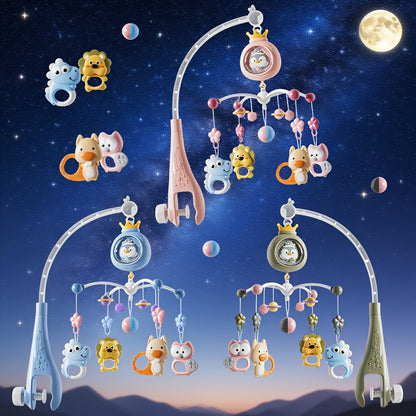 Penguin Baby Bed Mobile with Music & Lights - Rotating Brain-Stimulating Toy Featuring Adorable Penguins, Bears, and Animals - Ideal Christmas or Birthday Gift for Infants, Available in Pink/Blue, Random Colors, Penguin Gifts