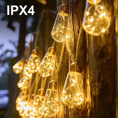Solar Outdoor Fairy String Lights – 8-Mode LED Bulb Set (10/15/25 Bulbs) with Auto On/Off for Gardens, Fences, Parties, Weddings & Christmas Décor