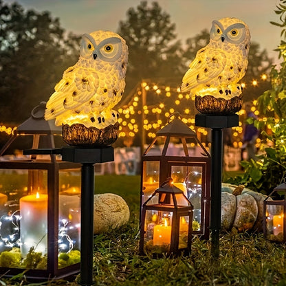 Owl Solar LED Garden Light – Resin Outdoor Decoration for Pathways, Camping & Bird-Deterrent Lighting