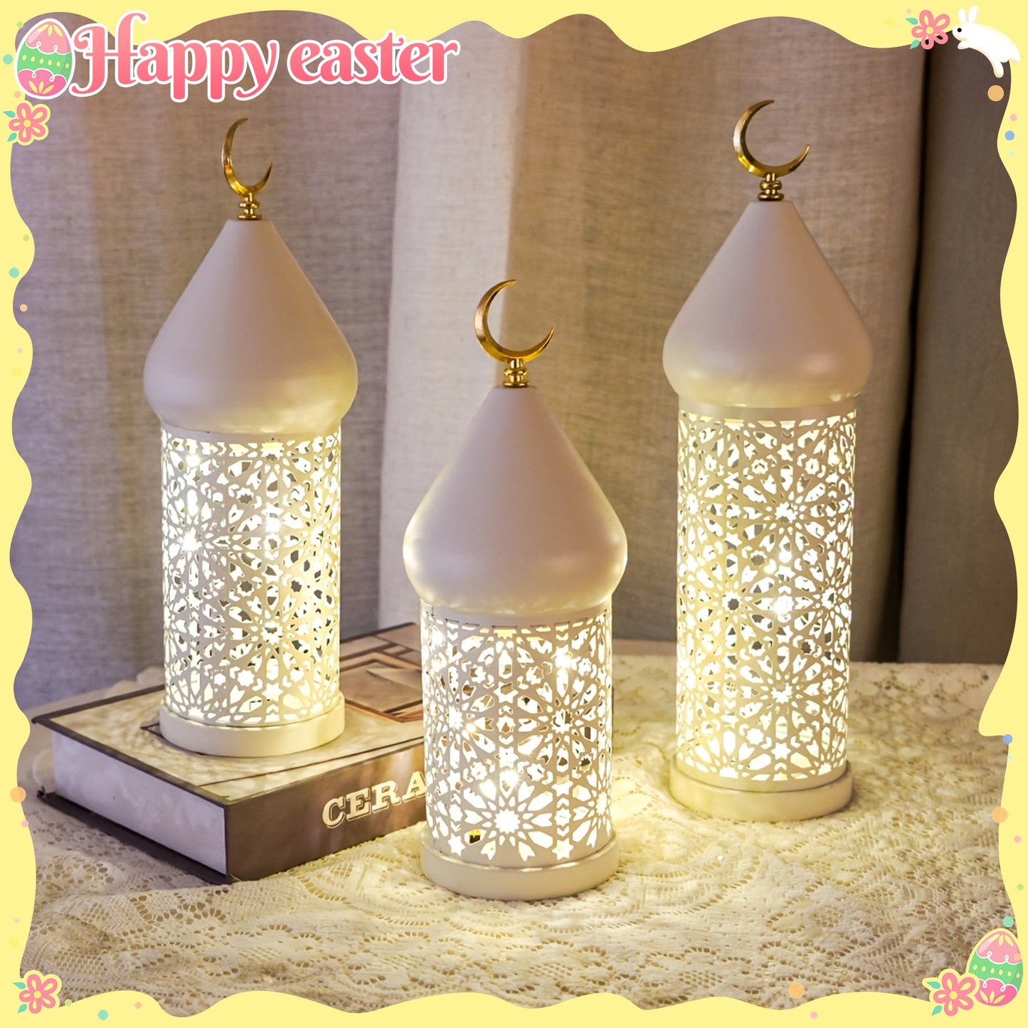 1pc Elegant Metal Hollow LED Decorative Lantern - Hollow for Airflow, Battery- Suitable for (Battery Not Included) - Desktop/Tabletop Light for Ramadan, Weddings, Birthdays, - Metal Frame, Traditional & Modern LED