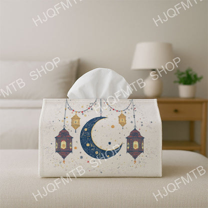 1pc Contemporary Artistic Tissue Box with Lantern And Crescent Design, Made from Durable Fabric for Use in Kitchen, Living Room, Bedroom, And Car, Ideal for Home And Party Decorations