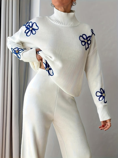 2026 Embroidered Sweater Set – Elegant Light Beige Women’s Outfit with Soft, Skin-Friendly Fabric