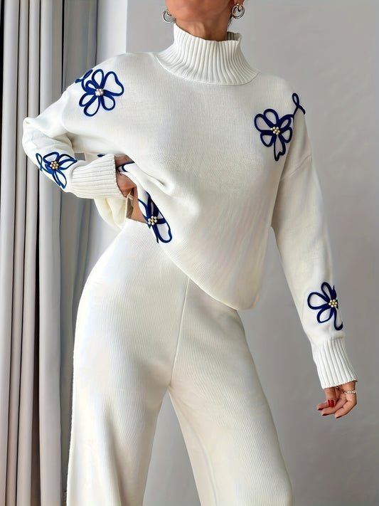 2026 Embroidered Sweater Set – Elegant Light Beige Women’s Outfit with Soft, Skin-Friendly Fabric