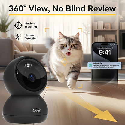 360° Panoramic 2K HD Security Camera – AI Motion Detection, Night Vision, 2.4G/5G WiFi, Google Assistant Compatible (Battery Not Included)