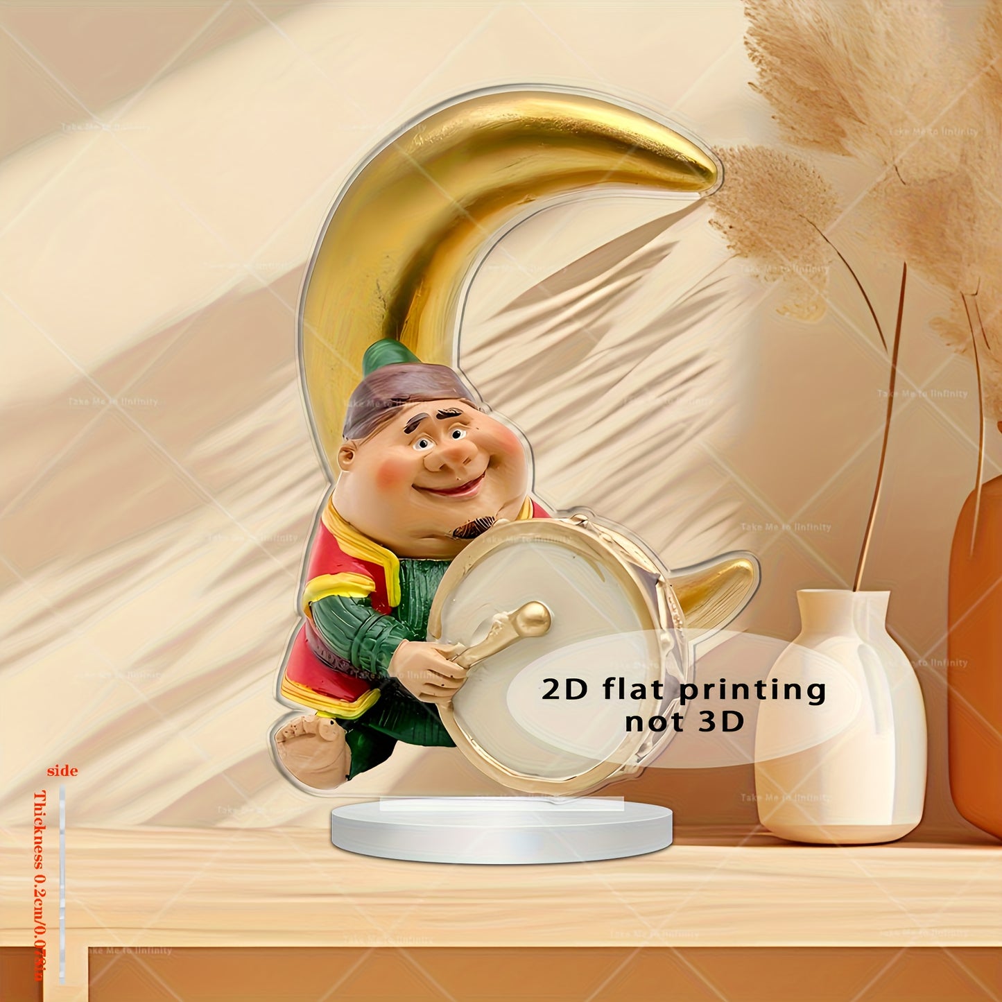 2D Flat, A classic acrylic two-dimensional plane decoration, moon design, fashion theme, charming desktop decoration, unique creative gift, suitable for Eid al-Fitr, Christmas, Thanksgiving, birthday, graduation ceremony, sui