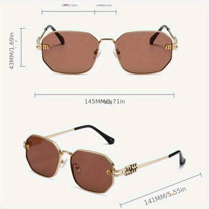 Stylish Polygonal for Women - Designer Retro Metal Punk Fashion Shades, Unisex Black Eyewear