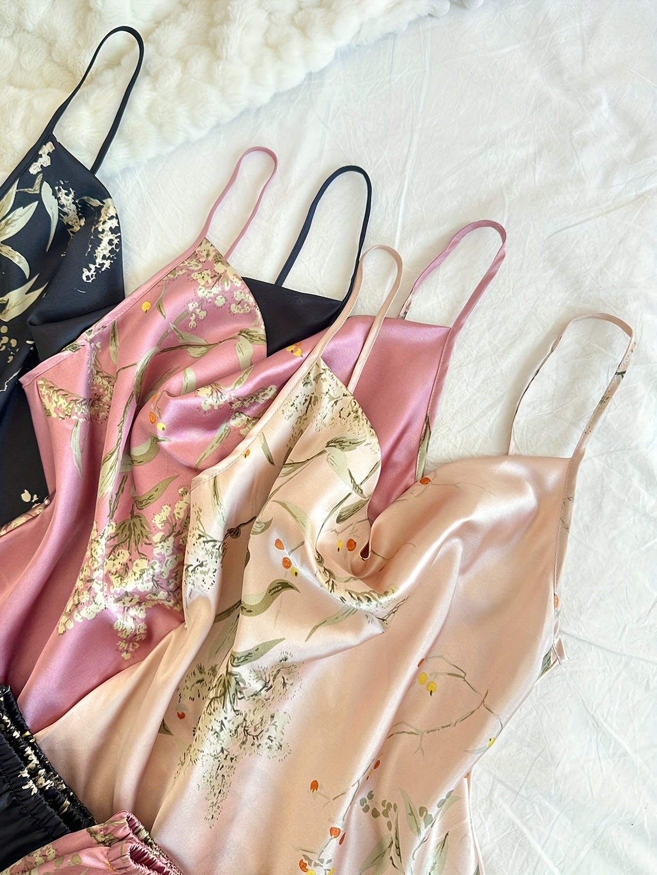 6-Piece Cherry Print Sleepwear Set – Ruffled Neckline Top with Matching Long Pants, Cute and Comfortable Loungewear