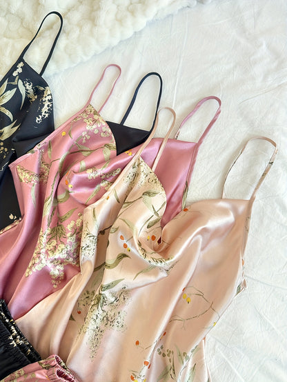 6-Piece Cherry Print Sleepwear Set – Ruffled Neckline Top with Matching Long Pants, Cute and Comfortable Loungewear