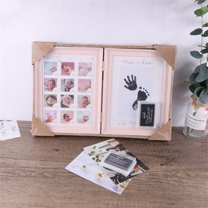 Baby Hand & Footprint Keepsake Frame – PVC Personalized Photo Display with Ink Print Kit for Christmas, Halloween, Thanksgiving & Milestone Memories