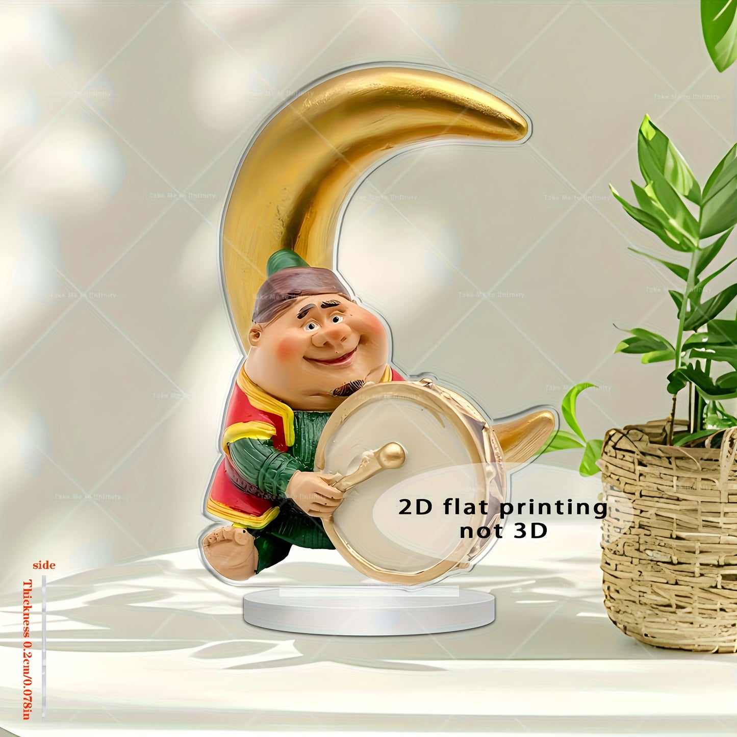 2D Flat, A classic acrylic two-dimensional plane decoration, moon design, fashion theme, charming desktop decoration, unique creative gift, suitable for Eid al-Fitr, Christmas, Thanksgiving, birthday, graduation ceremony, sui
