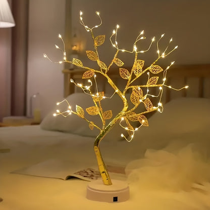 Golden Leaf Tree Lamp – 72 LED USB-Powered Decorative Light with Elegant Branch Design for Home & Events