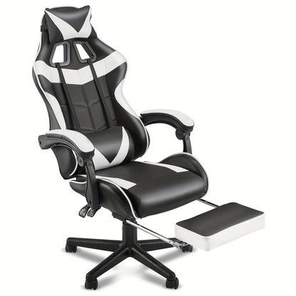 Ergonomic Gaming Chair – Adjustable High-Back Faux Leather Seat with Lumbar Support & Silent Casters, Black
