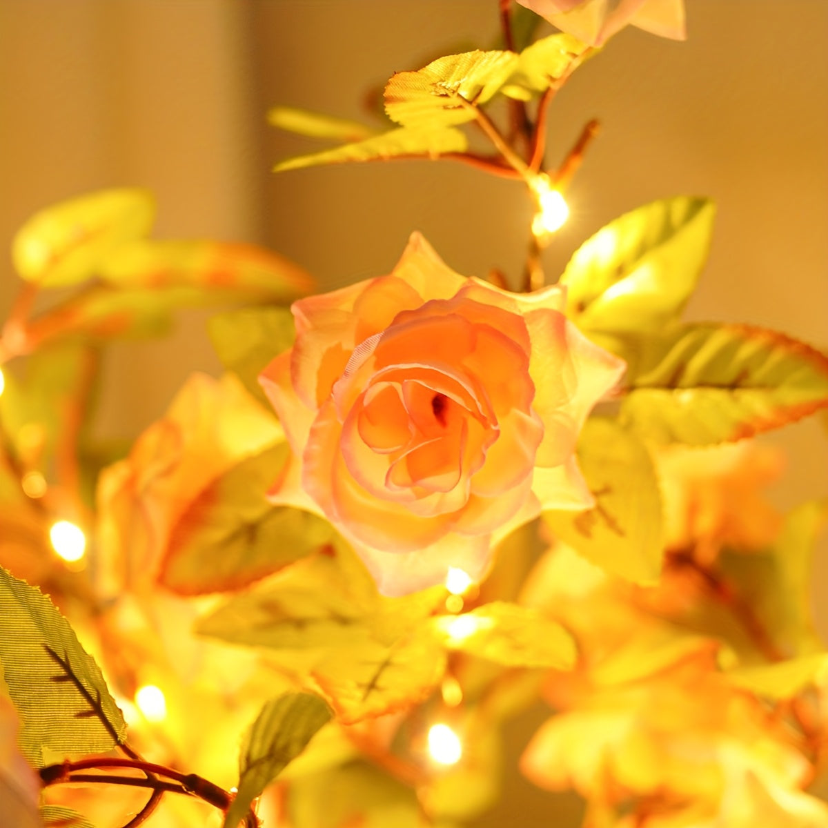 Artificial Rose Tree Lamp – USB-Powered Floral Light with Soft Glow, Elegant Wedding & Home Decor Centerpiece