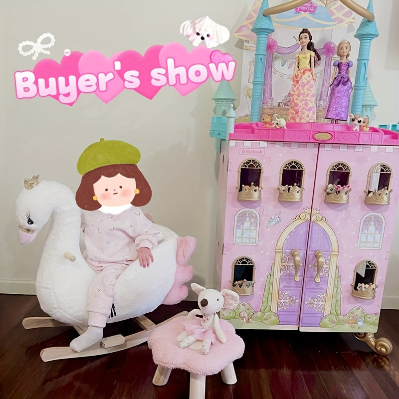 White Swan-Themed Rocking Horse – Soft Rocking Pony with Safety Belt, Sturdy Frame & One-Button Operation, Ideal Infant Learning Toy & Gift