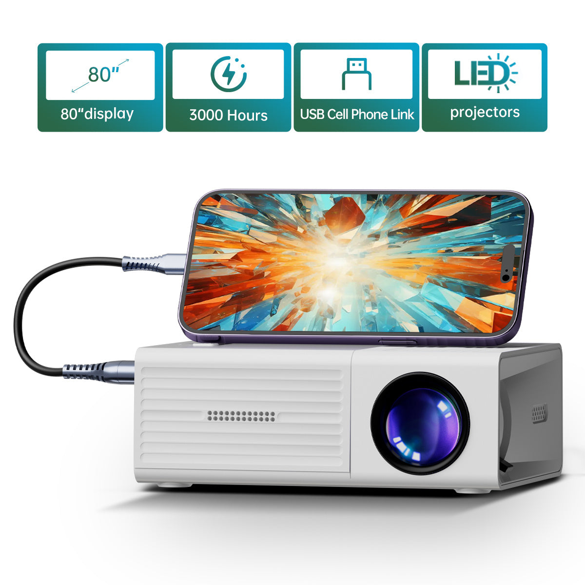 Portable Mini Projector – Lightweight Media Projector for Home Entertainment