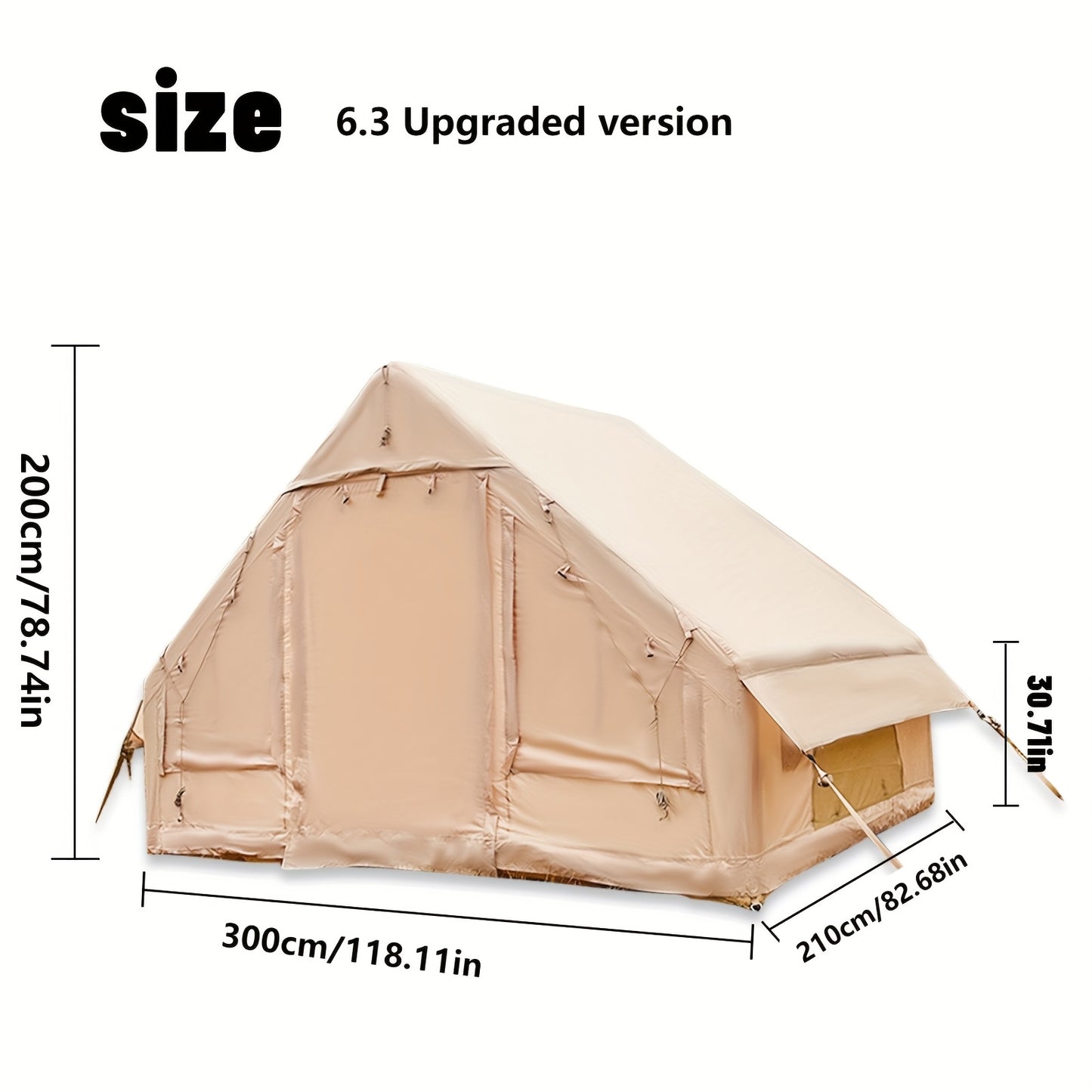 PAKICETUS 8-Person Inflatable Camping Tent — All-Season Heavy-Duty Oxford Air Cabin with Stove Jack, Easy Setup, Mesh Windows & Doors, Spacious Outdoor Shelter for Glamping, Hiking & Travel