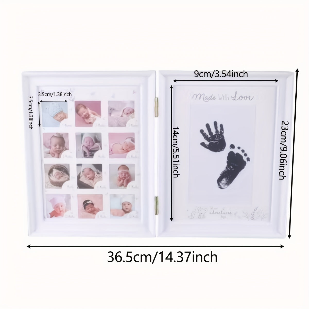 Baby Hand & Footprint Keepsake Frame – PVC Personalized Photo Display with Ink Print Kit for Christmas, Halloween, Thanksgiving & Milestone Memories