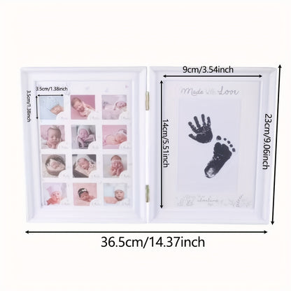 Baby Hand & Footprint Keepsake Frame – PVC Personalized Photo Display with Ink Print Kit for Christmas, Halloween, Thanksgiving & Milestone Memories
