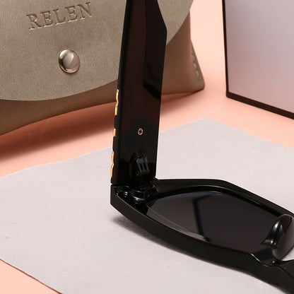 RELEN Cat-Eye Retro Glasses – Irregular Letter M Design, Unisex Niche Eyewear with Case & Cloth, Perfect Gift for Any Occasion