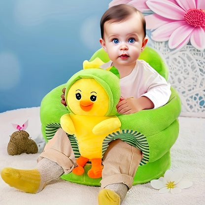 [Soft Youngsters Chair] LIBSIT Soft Plush Youngsters Chair | PVC Material, Green Cartoon Design, Infant Support Seat for Sit and Stand Practice, Safe and Comfortable Learning Sofa for Youngsters