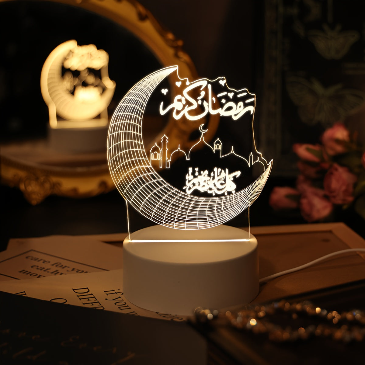 1pc USB- Moon-Shaped Night Light with Soft Glow - Crescent Moon Bedside Lamp Suitable for & s, Modern Bedtime, Birthday or Ramadan Gift, Portable Table Lamp (No Switch/Plug-in)
