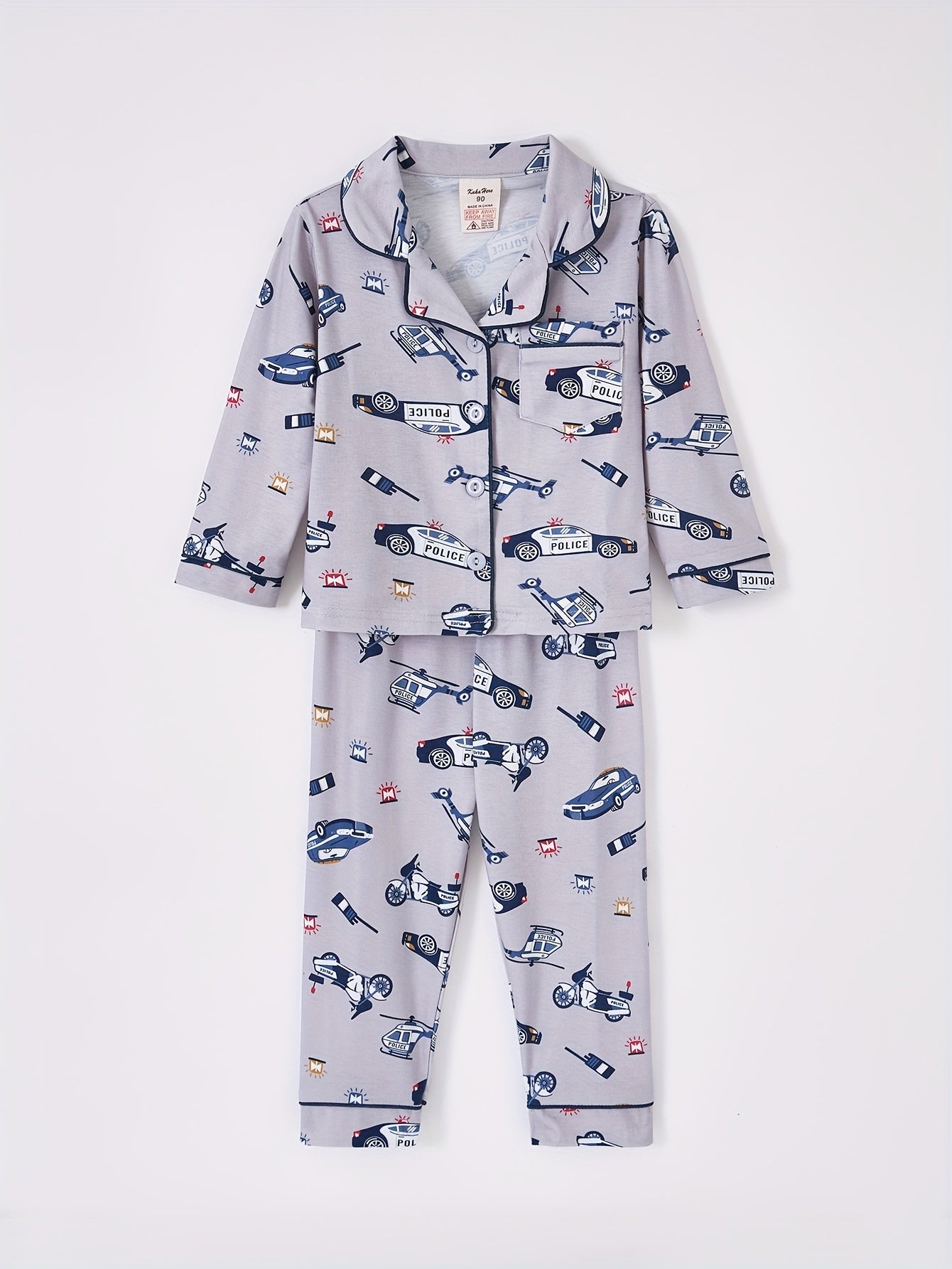 Random 4-Piece (2 Sets) Boys’ Dinosaur Print Shirt & Elastic-Waist Pants – Polyester Cartoon Pajama/Home Wear Sets for Ages 2–7, Spring/Autumn/Winter