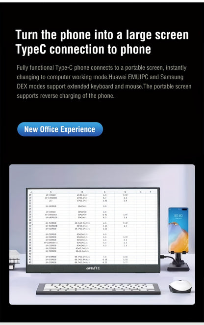 Anmite 15.6-Inch Portable Touch Monitor, 1080P HDR, Built-In Vertical Stand, Low Blue Light, Suitable for Xbox/Ps5/Switch/Mobile/Pc/Laptop Expansion.