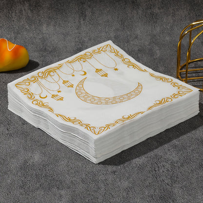 20pcs 2025 New Ramadan Theme Disposable Napkins - 2-Ply - Suitable for Ramadan Parties And Holiday Table Decorations, 13-Inch Square, Ideal for Kitchen And Dining Room, Ramadan Decorations