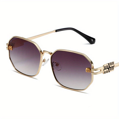 Stylish Polygonal for Women - Designer Retro Metal Punk Fashion Shades, Unisex Black Eyewear