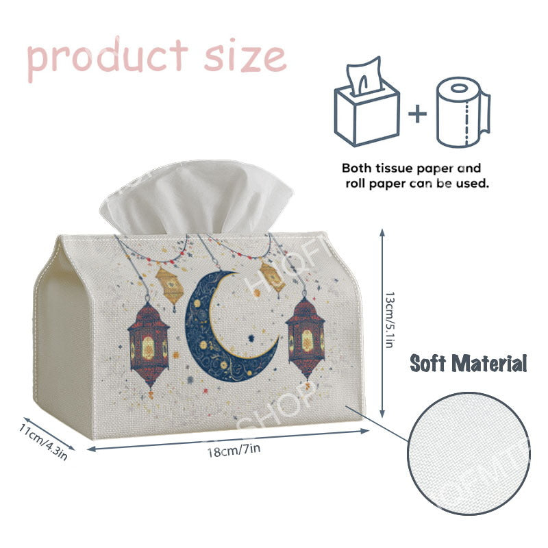 1pc Contemporary Artistic Tissue Box with Lantern And Crescent Design, Made from Durable Fabric for Use in Kitchen, Living Room, Bedroom, And Car, Ideal for Home And Party Decorations