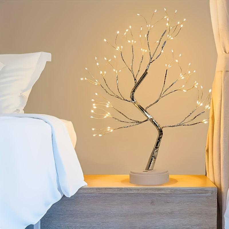 108 LED Bonsai Tree Lamp – Warm White Decorative Light with USB & Battery Power, Touch Control, Modern Table Decor