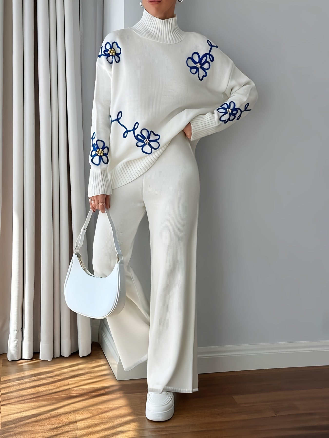2026 Embroidered Sweater Set – Elegant Light Beige Women’s Outfit with Soft, Skin-Friendly Fabric