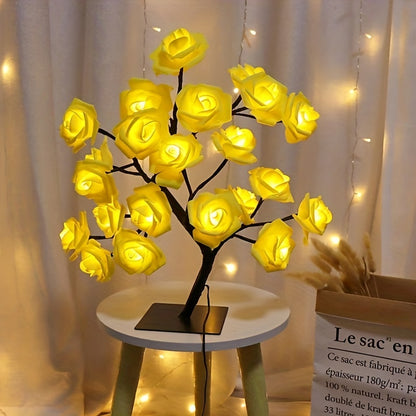LED Rose Flower Lamp – Romantic 24-LED USB Fairy Light for Bedroom, Wedding & Valentine’s Day Decor