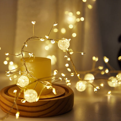 300 Cm / 118.11 Inches Long LED Ice Crack Ball String Lights - Elegant Hanging Decoration, Ramadan String Lights, Suitable for Weddings, Parties, Ramadan Festival, Eid Al-Fitr, Home/Office Decor, No Batteries Required, Easy t