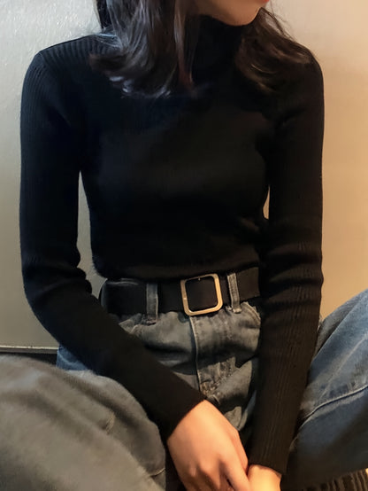 طقم سويت شيرت نسائي مكون من 3 قطع برقبة عالية - بلوفر حراري ناعم محبوك برقبة عالية للخريف والشتاء، وجزء علوي مريح متعدد الطبقات للمكتب أو الملابس غير الرسمية