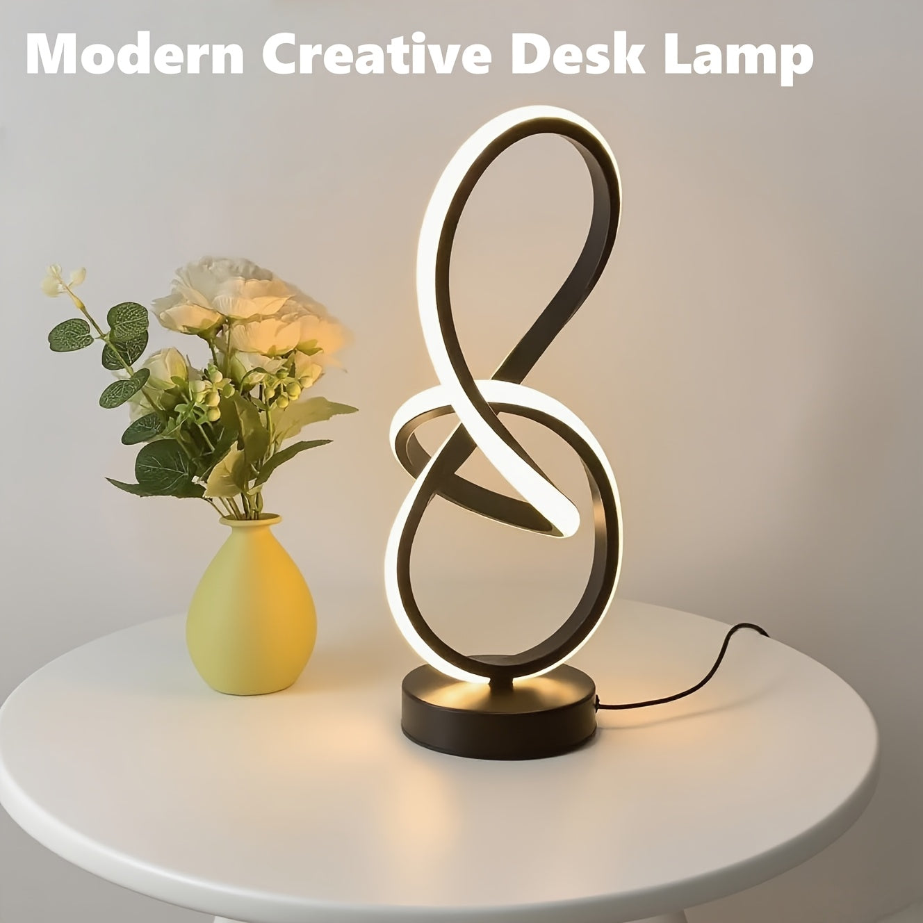Modern Digital “8” Desk Lamp – USB Powered with 3-Color Dimming, Stylish Black Design for Bedroom & Living RoomDesk Lamp / Home Lighting