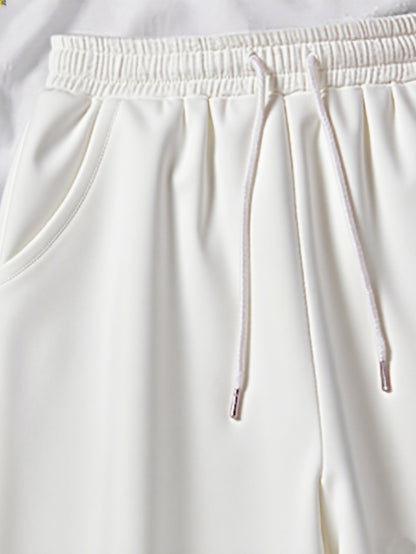 Letter Print Two Piece Set, Crew Neck Sweatshirt & Pants, Women's Clothing