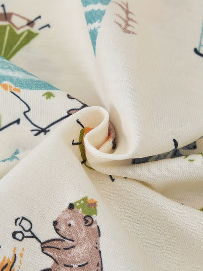 Random 4-Piece (2 Sets) Boys’ Dinosaur Print Shirt & Elastic-Waist Pants – Polyester Cartoon Pajama/Home Wear Sets for Ages 2–7, Spring/Autumn/Winter