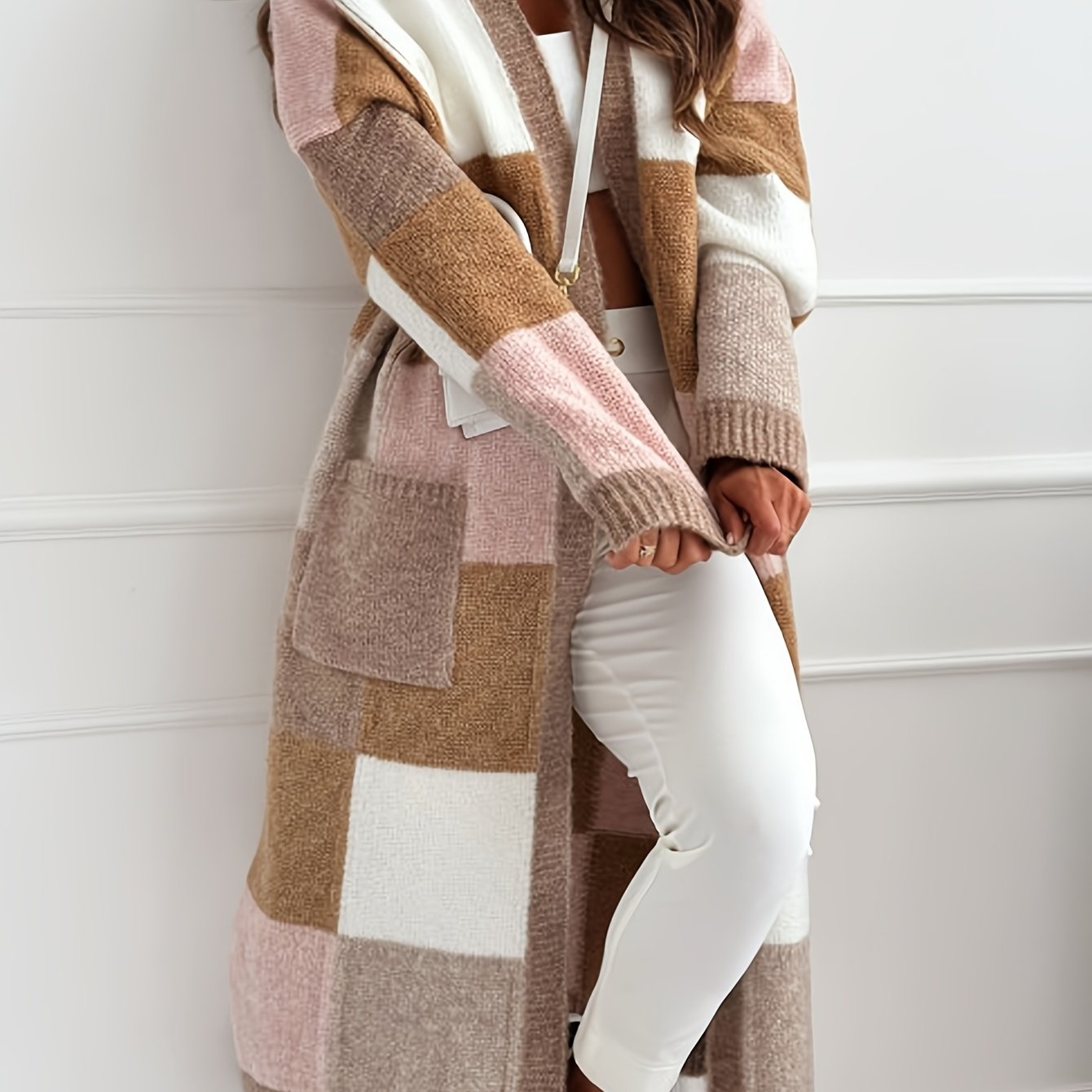 2025 Women’s Color-Block Cardigan – Casual & Elegant Long-Sleeve Knit for Autumn & Winter