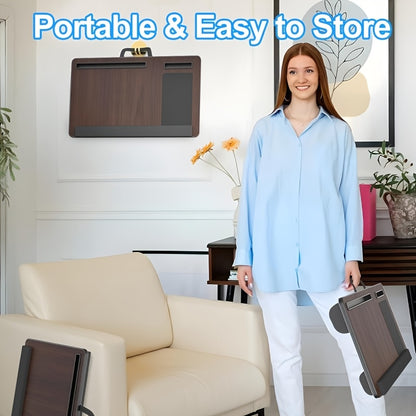Portable Foldable Laptop Desk – Multifunctional Bed Table with Wrist Rest, Mouse Pad & Device Slots