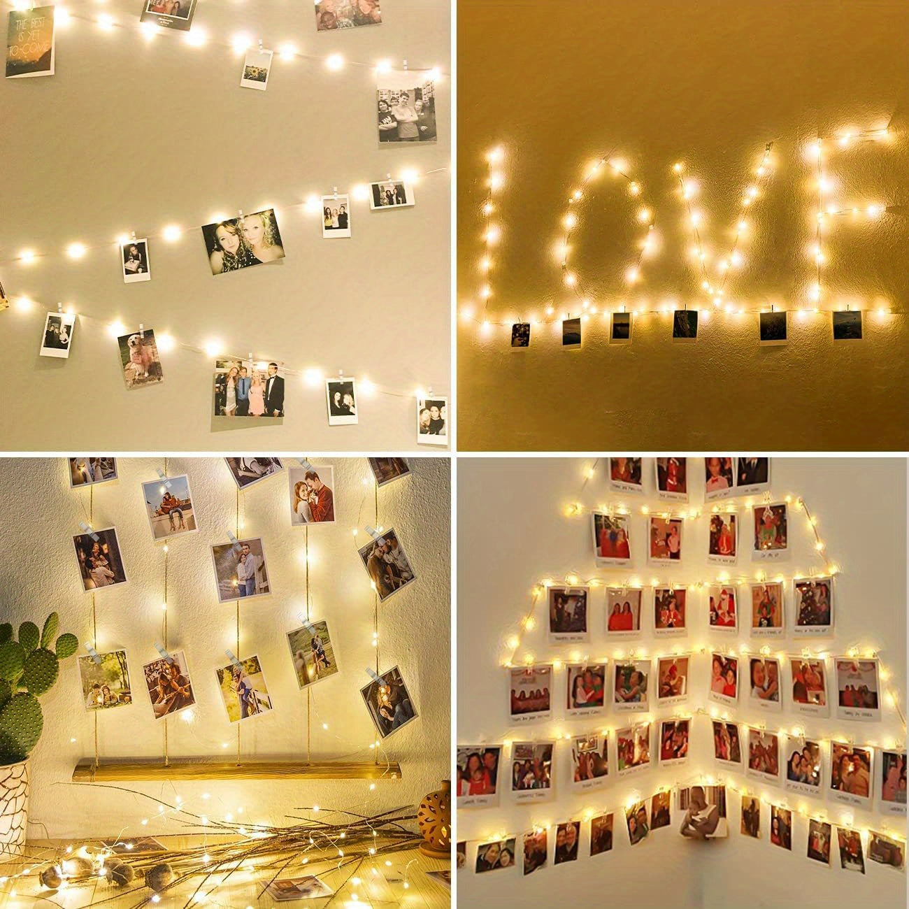 [Fairy Light Strip] 1pc 100LED Fairy Light Strip, Copper Light Rope 10M with 40 Clips, Battery Operation Garland for Bedroom, Family Party, Wedding, Christmas Decoration