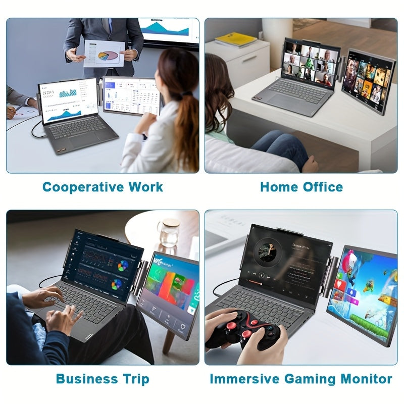 Premium UHD Laptop Screen Extender – 14" FHD 1920×1200 IPS Dual Display with Business Bag, Plug & Play for 13–17" Laptops