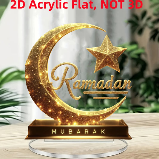 2D Flat, Islamic Ramadan & Easter Moon Decoration Suitable for Ramadan and Easter - Crescent Window Display or Tabletop Decor, No /-Free Muslim Gift, Contemporary Islamic Symbol for or Mosque, 2D Flat