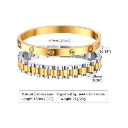 Women's Fashion Two-Piece Bracelet Set - Perfect for Casual Attire, Ideal Birthday Gift for Boyfriend Girlfriend, Best for Christmas