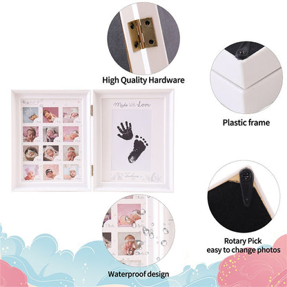 Baby Hand & Footprint Keepsake Frame – PVC Personalized Photo Display with Ink Print Kit for Christmas, Halloween, Thanksgiving & Milestone Memories
