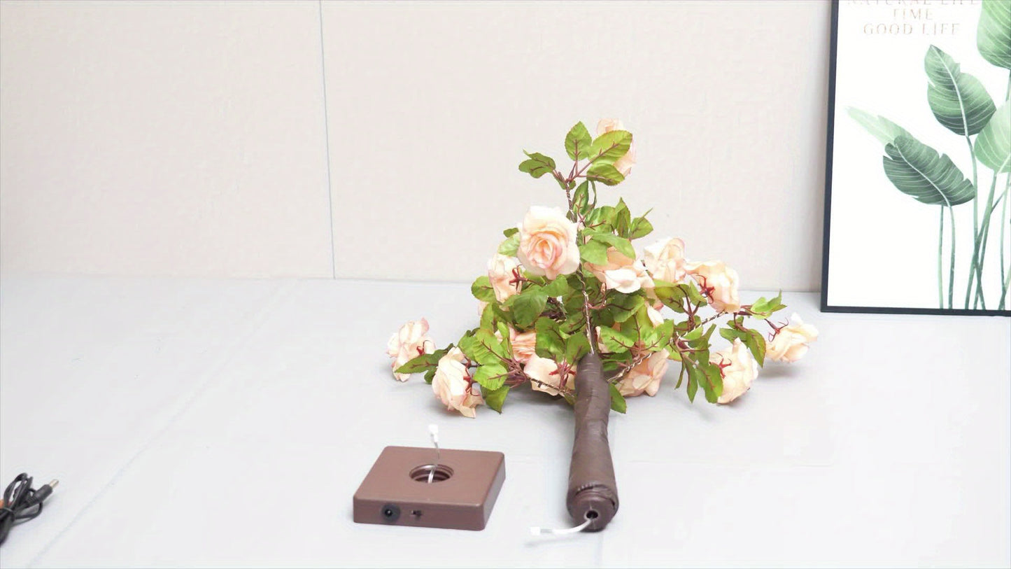 Artificial Rose Tree Lamp – USB-Powered Floral Light with Soft Glow, Elegant Wedding & Home Decor Centerpiece