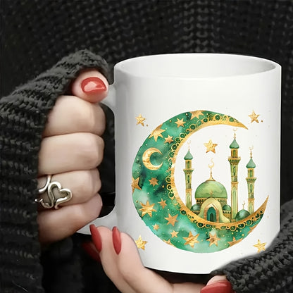 [12pcs Ramadan Moon Themed Decals] 12pcs Ramadan Moon Themed UV DTF Self-Adhesive Decals, High-Quality Waterproof Plastic Decorative Designs, for Glassware, Mugs, Laptops, and Refrigerators