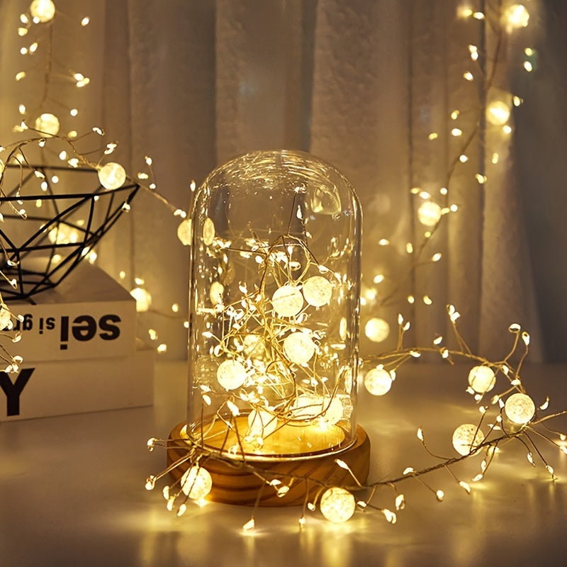 300 Cm / 118.11 Inches Long LED Ice Crack Ball String Lights - Elegant Hanging Decoration, Ramadan String Lights, Suitable for Weddings, Parties, Ramadan Festival, Eid Al-Fitr, Home/Office Decor, No Batteries Required, Easy t