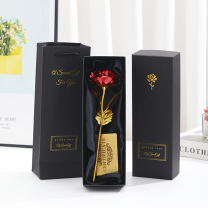Golden Foil Rose Gift Box Set – Elegant Faux Rose Keepsake for Mother’s Day, Birthdays, Parties & Romantic Gifts